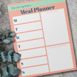 Bloc-note Personalized Coral Blue Meal Planner Grocery List<br><div class="desc">Weekly meal planner in Soft Coral and Ocean Blue. This planner pad has 9 white boxes so you can create your daily meal plan as well as your grocery list and ideas for next week. The template for this personalized notepad is set up ready for you to add your name...</div>