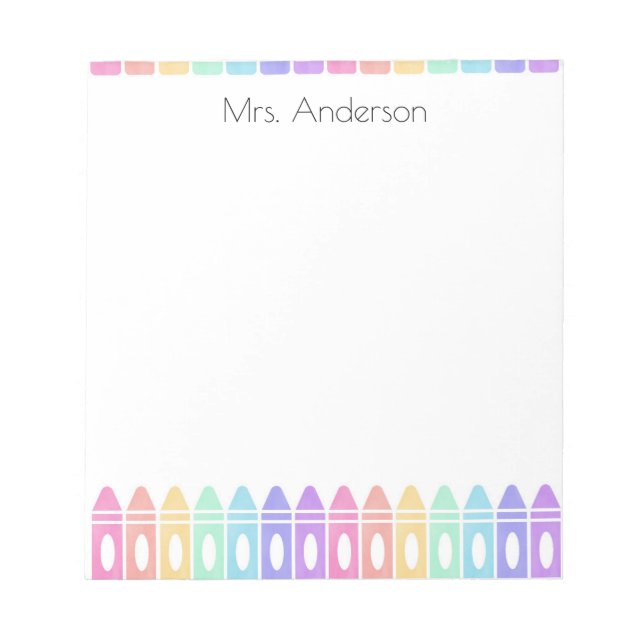 Bloc-note Personalized Crayon Kindergarten Teacher Notepad (Devant)