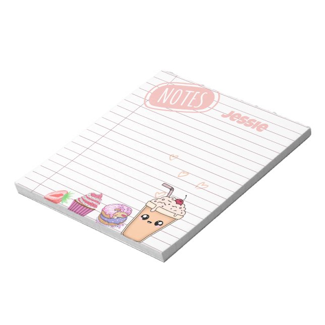 Bloc-note Personalized Cute Fun Kawaii Foodies Line Paper  (Tourné)