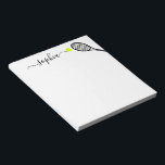 Bloc-note Personalized Elegant Name Modern Tennis<br><div class="desc">Personalized large notepad with a simple cute tennis racket graphic and custom name or text in a feminine girly and modern pretty script font monogram.Any tennis player would love an elegant and modern useful tennis-themed stationery office accessory to write notes and todo lists on.</div>