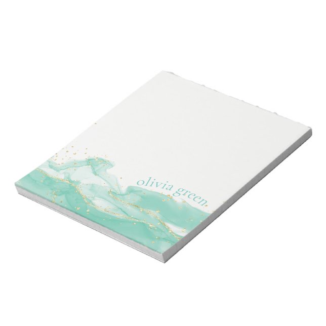 Bloc-note  Personalized Green Watercolor Turquoise (Tourné)
