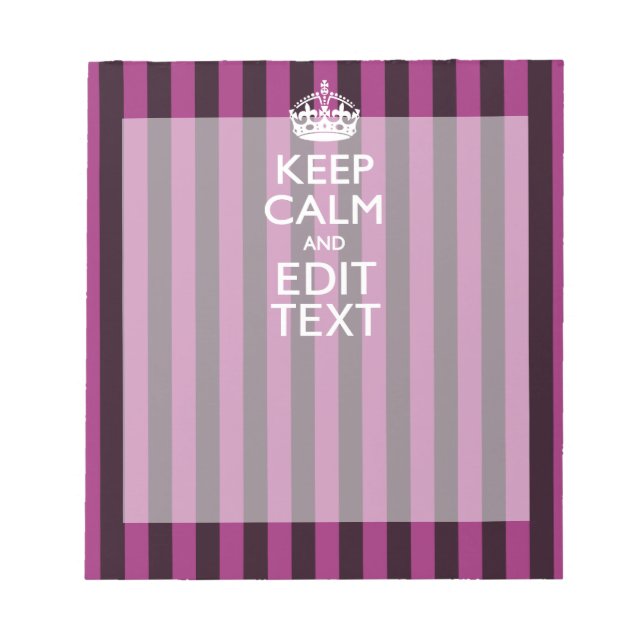 Bloc-note Personalized KEEP CALM Your Text on Pink Fuchsia (Devant)