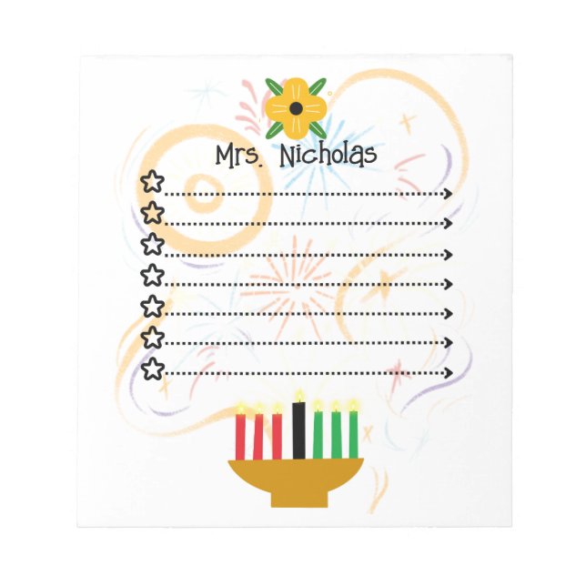 Bloc-note Personalized Kwanzaa To-Do List (Devant)