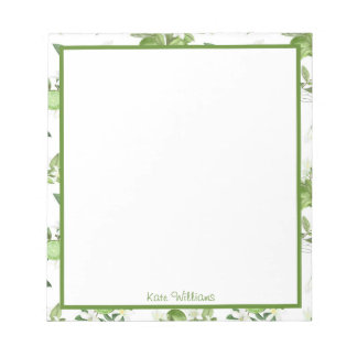 Bloc-note Personalized Lime Floral Notepad