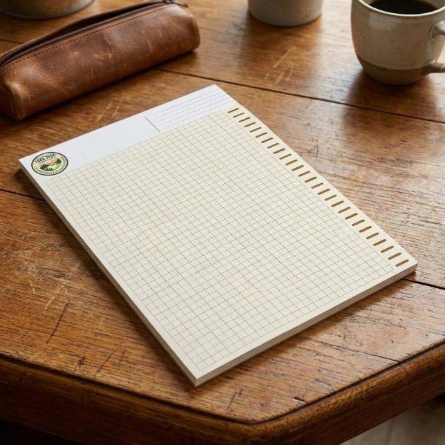 Bloc-note Personalized Logo, Brown Engineering Graph Paper (Engineering Computation Pad with logo, classic green grid graph paper)