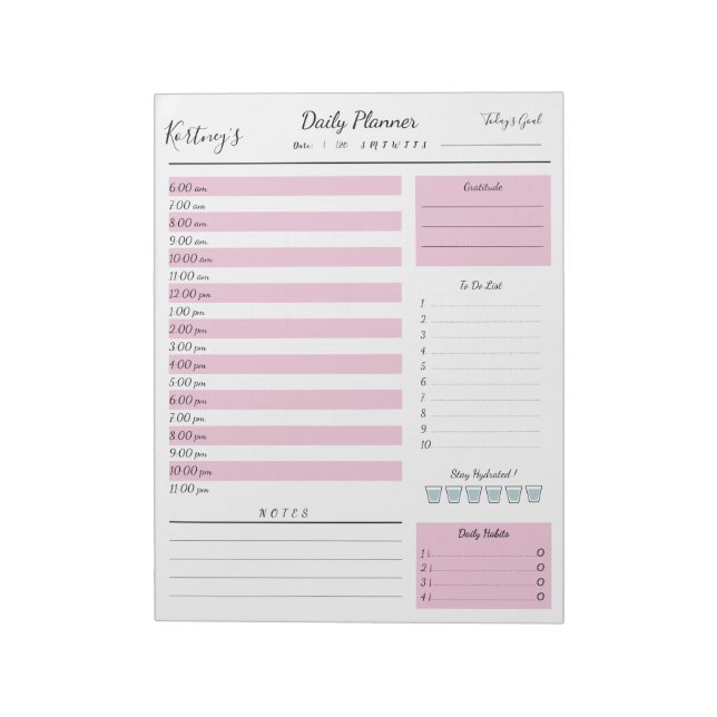 Bloc-note Personalized Name minimal daily planner Notepad (Tourné)