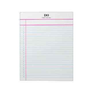 Bloc-note Personalized Name Monogram Numbered List Notepad