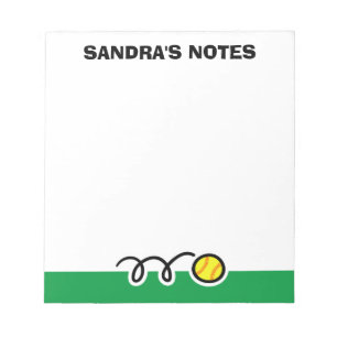 Bloc-note Personalized notepad with cute softball design