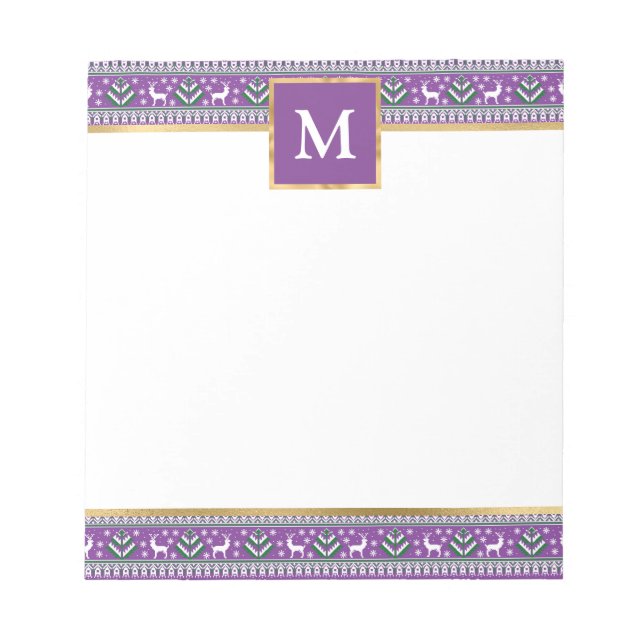 Bloc-note Personalized Purple Christmas Fair Isle (Devant)