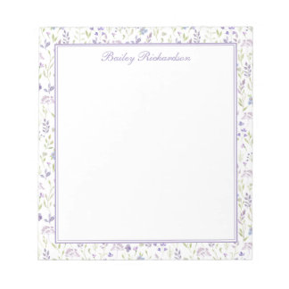 Bloc-note Personalized Purple Floral Notepad