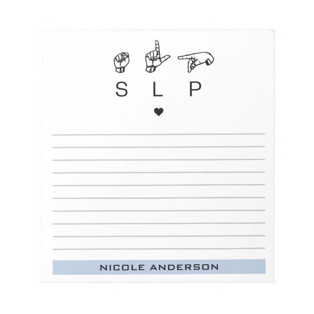 Bloc-note Personalized SLP Speech Language Pathologist ASL (Devant)