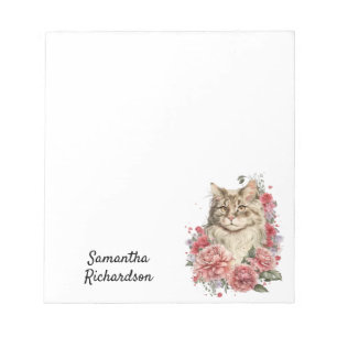 Bloc-note Personalized Watercolor Boho Cat