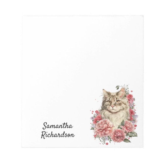 Bloc-note Personalized Watercolor Boho Cat (Devant)