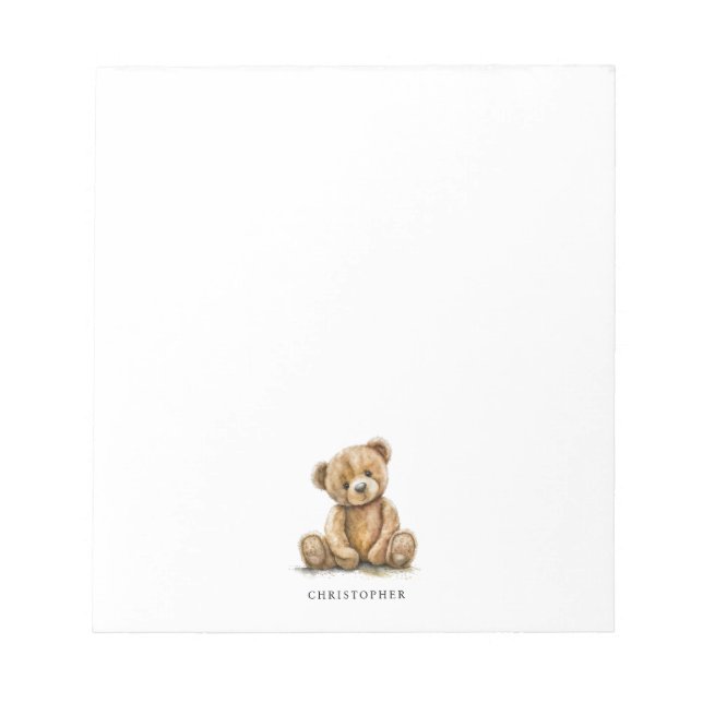 Bloc-note Personalized Watercolor Teddy Bear Kids  (Devant)
