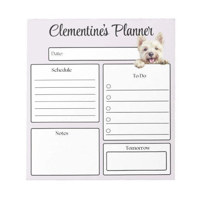 Bloc-note Personalized Westie Daily Planner (Devant)