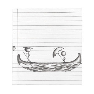 Bloc-note Personnages bâtons sur un bateau gondole