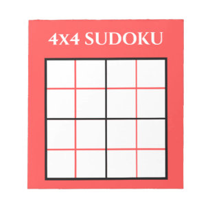 Bloc-note Personnalisable 4 par 4 Modèle Sudoku Rouge