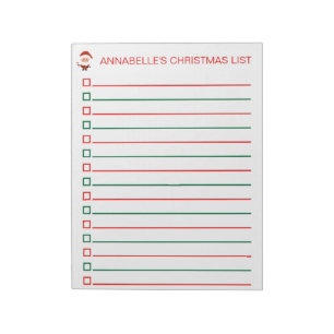 Bloc-note Personnalisation de la liste rouge et verte de No