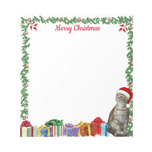 Bloc-note Personnalisé 5,5 x 6 Ginger Cat de Noël (Devant)