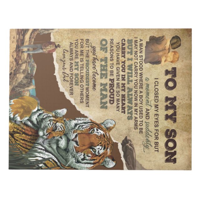 Bloc-note Personnalisé À Mon Fils Tigre, Lettre D'Amour De P (Devant)