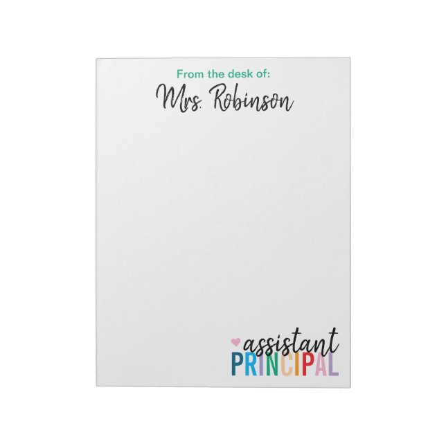 Bloc-note Personnalisé à partir du bureau du principal adjoi (Tourné)