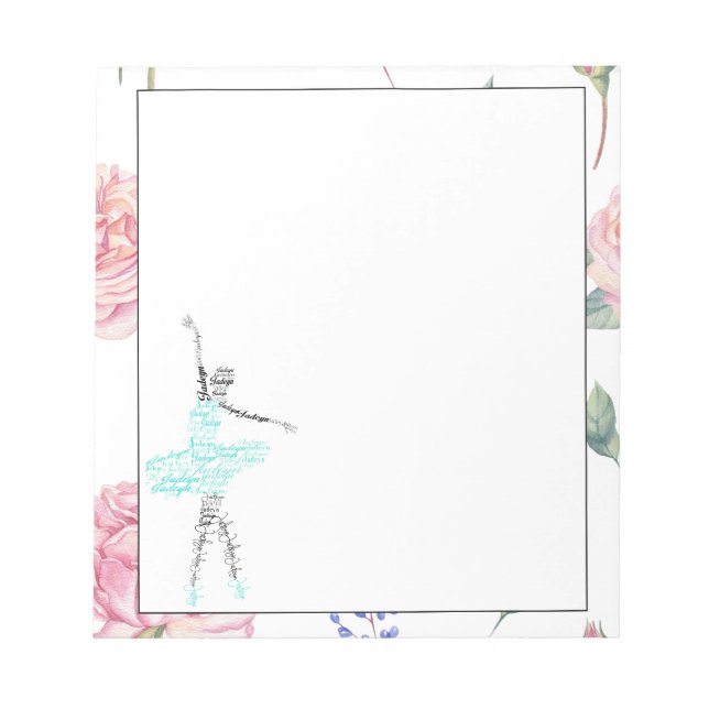 Bloc-note Personnalisé Ballerina Jadeyn | Bordure Rose aquar (Devant)
