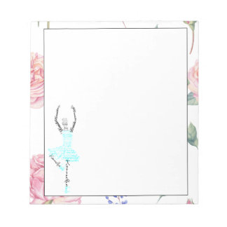 Bloc-note Personnalisé Ballerina Kennidie | Bordure Rose aqu