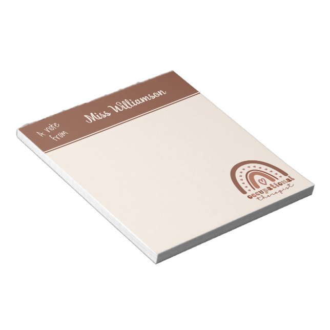 Bloc-note Personnalisé Boho Arc-en-ciel OT ergothérapie (Incliné)