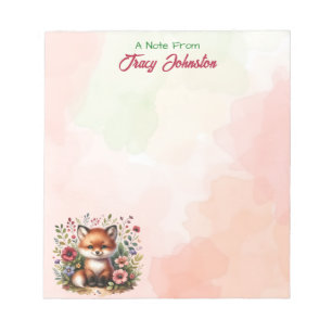 Bloc-note Personnalisé depuis le bureau de Watercolor Fox