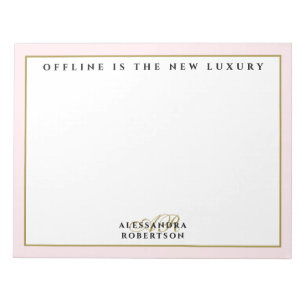 Bloc-note Personnalisé drôle inspirant rose pastel blanc or