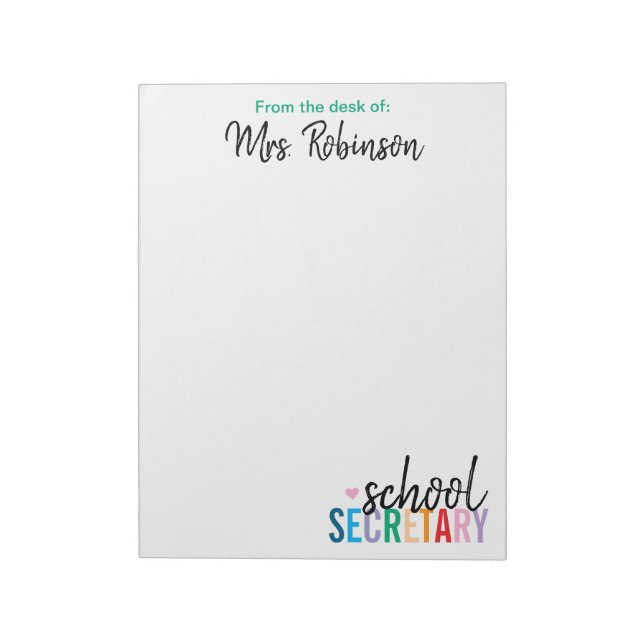Bloc-note Personnalisé du bureau du secrétaire de l'école (Tourné)