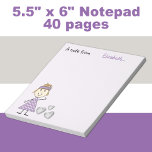 Bloc-note Personnalisé Enfants blonde bâton fille violet<br><div class="desc">Personnalisez ce bloc-notes pour une petite fille,  avec son nom. Conçu en lilas avec une petite blonde figurine en bâton habillé en pois violet,  avec un peu de coeur d'amour.</div>