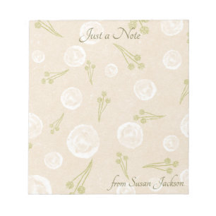 Bloc-note Personnalisé Juste une note Floral Pale Beige & Sa