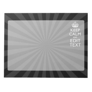 Bloc-note Personnalisé KEEP CALM Votre texte Black Sunburst