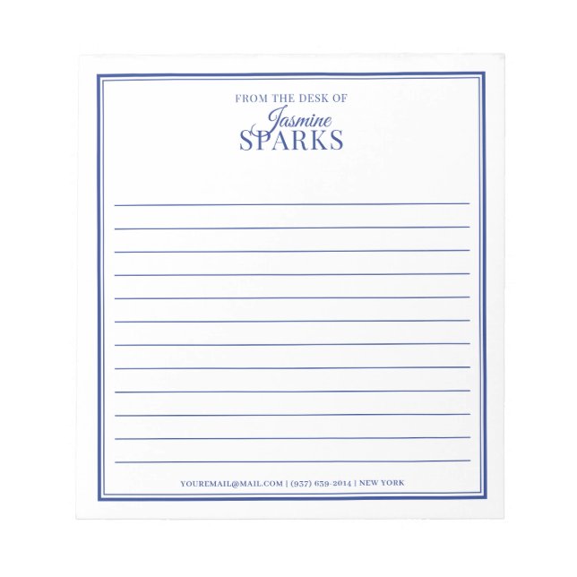 Bloc-note Personnalisé Moderne à partir du bureau du nom Lin (Devant)