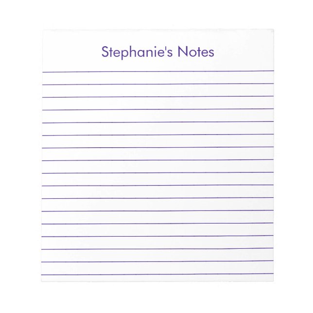 Bloc-note Personnalisé moderne avec ligne violet (Devant)