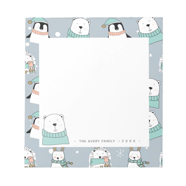 Bloc-note Personnalisé Moderne Noël Animaux mignons (Devant)
