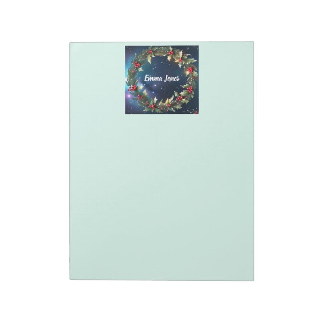 Bloc-note Personnalisé Nom Holly Wreath Notepad Lettres de N (Tourné)