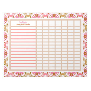 Bloc-note Personnalisé Rose Hebdomadaire Habit Buts Tracker 
