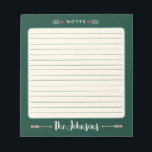 Bloc-note Personnalisé Rustic Christmas Camping Lac<br><div class="desc">Un décor de Noël rustique dessiné à la main avec des illustrations douillettes et mignonnes du camping et de la vie du lac. Les couleurs de Noël sont le vert, le rouge et le blanc, ainsi que le turquoise foncé et le vert menthe. Cet ornement peut être personnalisé avec des...</div>