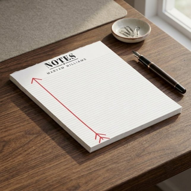 Bloc-note Personnalisé Simplement Minimaliste Ligné (custom name simply lined notepad, personalized stationery memo pad gift)