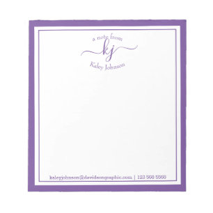 Bloc-note Personnalisé violet À Partir Du Bureau Du Bloc-N
