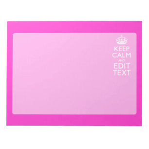 Bloc-note Personnalized Keep Calm And Your Text Pink Decor
