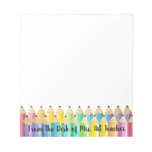 Bloc-note Personnalized Watercolor Pencil Art Teacher Notepa