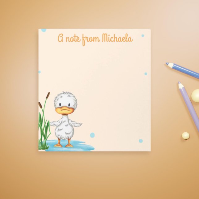 Bloc-note Petit canard mignon dans un étang personnalisé (Cute duck notepad for duck lovers. Perfect for birthdays or as stocking stuffer)