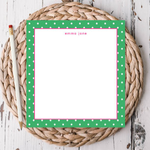 Bloc-note Petite Dots Rose et Vert Personnalisé