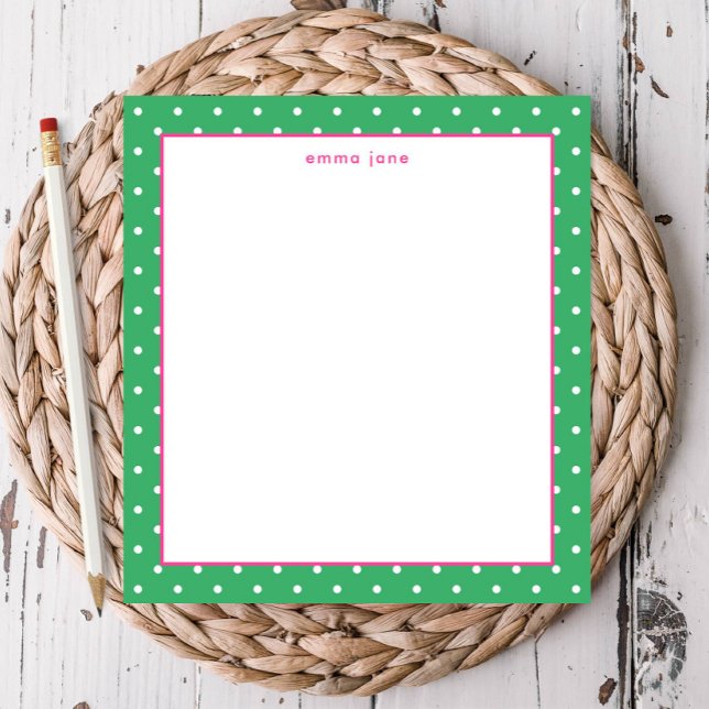 Bloc-note Petite Dots Rose et Vert Personnalisé (Créateur téléchargé)