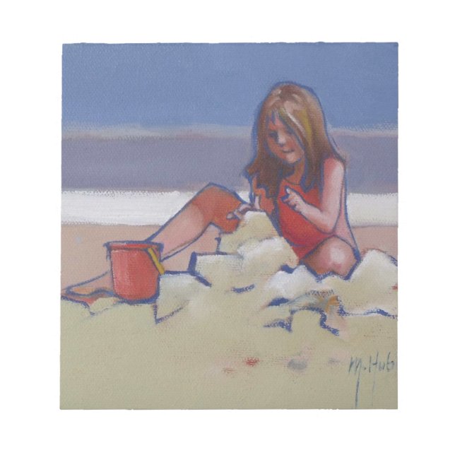 Bloc-note Petite fille de sable mignonne jouant sur la plage (Devant)