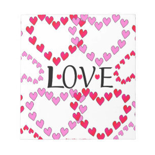 Bloc-note Petits coeurs rose rouge AMOUR