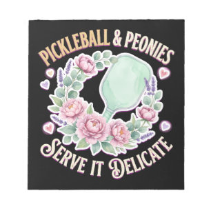 Bloc-note Pickleball Et Pivoines Servez-Le Délicat
